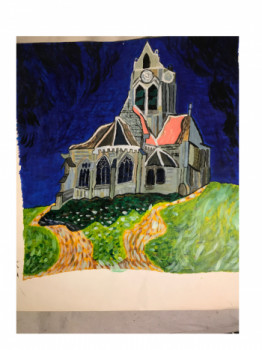 Œuvre contemporaine nommée « L’église d’Auvers sur Oise imitation numéro 1 », Réalisée par STEVEN SULPICE