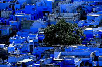 Œuvre contemporaine nommée « Jodhpur la ville bleu. Inde », Réalisée par DOMINIQUE LEROY