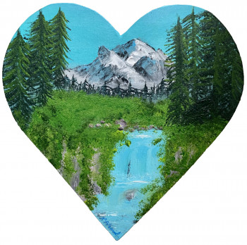 Œuvre contemporaine nommée « Peinture abstraite acrylique décorative Valentine 2 », Réalisée par FLORENCE FéRAUD-AIGLIN