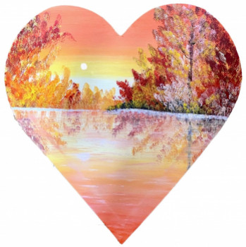 Œuvre contemporaine nommée « Peinture abstraite acrylique décorative Valentine 5 », Réalisée par FLORENCE FéRAUD-AIGLIN