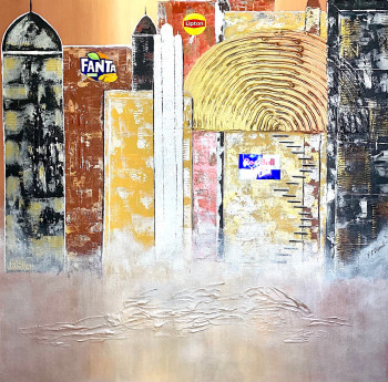 Œuvre contemporaine nommée « Peinture abstraite acrylique décorative Recyclade 1 », Réalisée par FLORENCE FéRAUD-AIGLIN