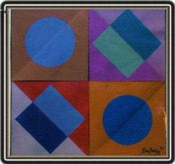 Œuvre contemporaine nommée « Variation Cercles-Carres-Losanges - 1986 », Réalisée par JEAN PIERRE  BERTAINA