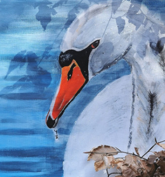 Œuvre contemporaine nommée « Le cygne le roi des lacs », Réalisée par LES DESSINS DE PIOU