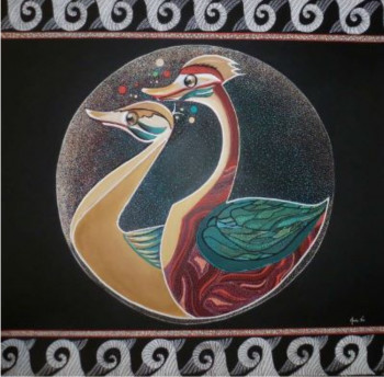 Œuvre contemporaine nommée « Esprit tapisserie: Les deux canards », Réalisée par SANCELME