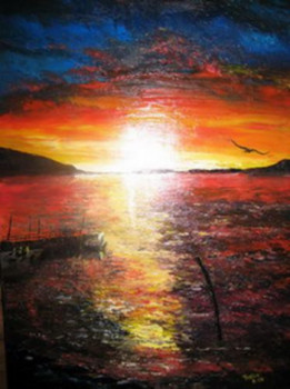 Œuvre contemporaine nommée « coucher de soleil », Réalisée par TRISTAN HOAREAU