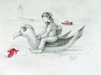 Œuvre contemporaine nommée « Le korigan part à la pêche. », Réalisée par MICHEL HAMELIN