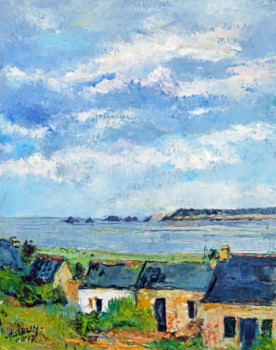 Œuvre contemporaine nommée « La presqu'ile de Dinan en presqu'ile de Crozon », Réalisée par MICHEL HAMELIN