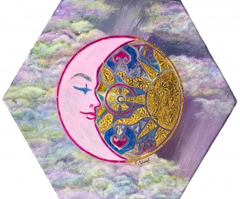 Œuvre contemporaine nommée « Rencontre du soleil avec la lune », Réalisée par FLORENCE FéRAUD-AIGLIN