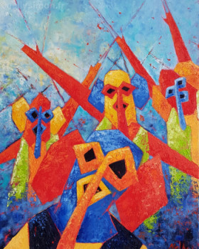 Œuvre contemporaine nommée « Marimondas, carnaval de BARANQUILLA (COLOMBIE) », Réalisée par NELLY SIMON