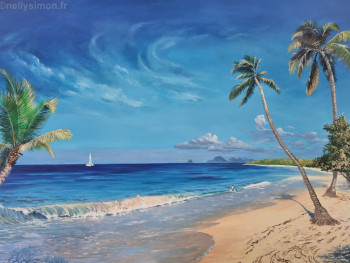 Œuvre contemporaine nommée « La plage des Salines », Réalisée par NELLY SIMON
