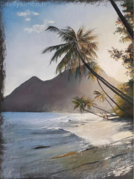 Œuvre contemporaine nommée « la plage du diamant (MARTINIQUE) », Réalisée par NELLY SIMON