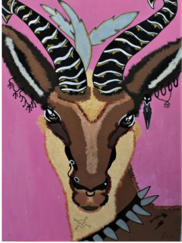 Œuvre contemporaine nommée « SKULL,l'antilope punk », Réalisée par 7BON.