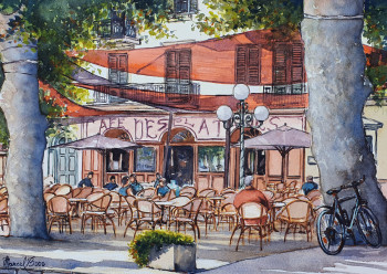 Œuvre contemporaine nommée « Café des Platanes 2 », Réalisée par MARCEL BOOS