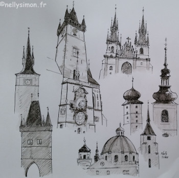 Œuvre contemporaine nommée « Tours et clochers de Prague », Réalisée par NELLY SIMON