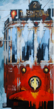 Œuvre contemporaine nommée « Tramway rouge », Réalisée par SYLVIE JULKOWSKI-EGARD