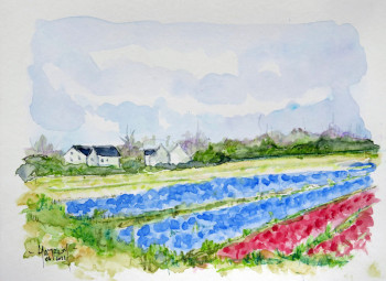 Œuvre contemporaine nommée « Jacinthes et tulipes à la Torche », Réalisée par MICHEL HAMELIN