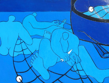 Œuvre contemporaine nommée « Les 3 ravaudeurs », Réalisée par PHILIPPE JAMIN