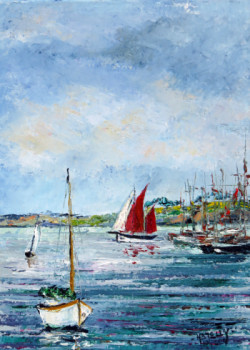 Œuvre contemporaine nommée « Fêtes maritimes à Douarnenez », Réalisée par MICHEL HAMELIN