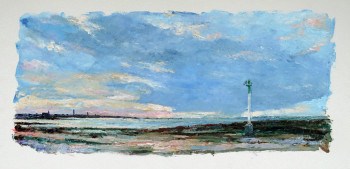 Œuvre contemporaine nommée « Soleil levant sur penmarch 2 », Réalisée par MICHEL HAMELIN