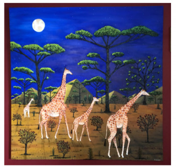 Œuvre contemporaine nommée « Girafes au clair de lune 5 ( Les Caméléopards ) ... », Réalisée par FRANK