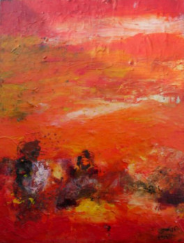 Œuvre contemporaine nommée « Abstraction rouge », Réalisée par HUSSONJF
