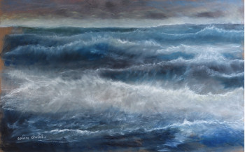 Œuvre contemporaine nommée « au creux de la vague », Réalisée par CORINNE QUIBEL