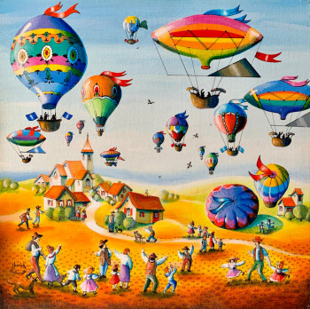 Œuvre contemporaine nommée « La fête des ballons », Réalisée par CHARLOTTE LACHAPELLE