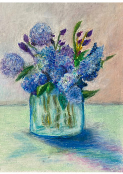 Œuvre contemporaine nommée « Le Bouquet bleu », Réalisée par TINA