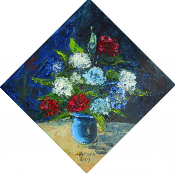 Œuvre contemporaine nommée « Bouquet d'hortensias », Réalisée par MICHEL HAMELIN
