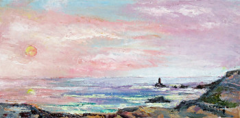 Œuvre contemporaine nommée « soleil couchant sur la pointe du raz », Réalisée par MICHEL HAMELIN