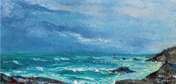 Œuvre contemporaine nommée « tempête à la pointe du Raz », Réalisée par MICHEL HAMELIN