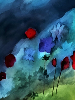 Œuvre contemporaine nommée « Les fleurs de mon jardin », Réalisée par NADINE SANTAMARIA