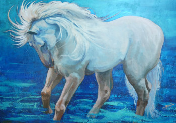 Œuvre contemporaine nommée « Le cheval blanc », Réalisée par PHILIPPE JAMIN
