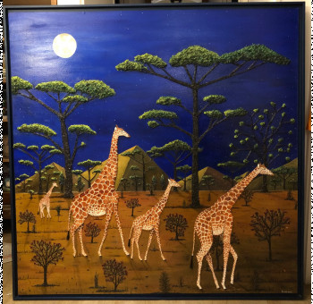 Œuvre contemporaine nommée « Girafes au clair de lune 6 ( Sustentation ) », Réalisée par FRANK