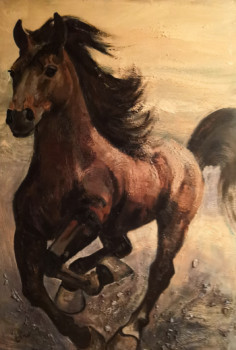 Œuvre contemporaine nommée « Le cheval au galop II », Réalisée par PHILIPPE JAMIN