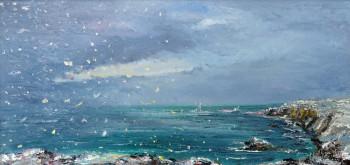 Œuvre contemporaine nommée « Neige à la pointe du Raz », Réalisée par MICHEL HAMELIN