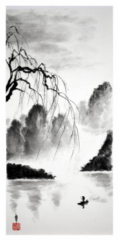 Œuvre contemporaine nommée « Sous le saule », Réalisée par ENCRE-ZEN