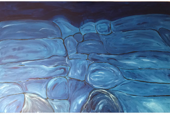 Œuvre contemporaine nommée « Les vagues bleues », Réalisée par BELMUDéS