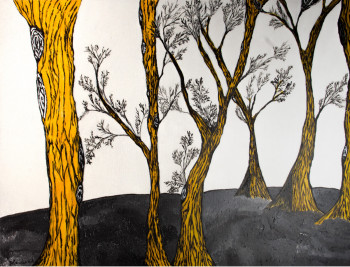 Œuvre contemporaine nommée « Les arbres d’or », Réalisée par BELMUDéS