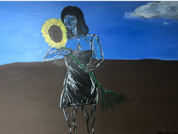 Œuvre contemporaine nommée « La dame au tournesol », Réalisée par BELMUDéS