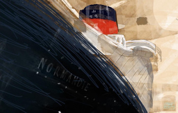 Œuvre contemporaine nommée « Nostalgie Normandie », Réalisée par ANNE VAUGIER DUMOUCHEL