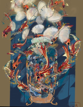 Œuvre contemporaine nommée « Chinoiseries », Réalisée par ANNE VAUGIER DUMOUCHEL
