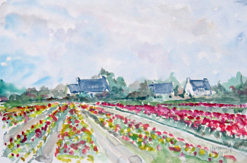 Œuvre contemporaine nommée « Champs de tulipes à La Torche », Réalisée par MICHEL HAMELIN