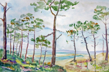 Œuvre contemporaine nommée « le banc d'Arguin sur le bassin d'Arcachon », Réalisée par MICHEL HAMELIN