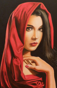 Œuvre contemporaine nommée « La femme au foulard rouge », Réalisée par TIKINOU