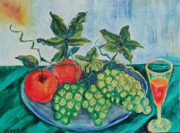 Œuvre contemporaine nommée « Nature morte aux raisins et aux pommes », Réalisée par KOZAR