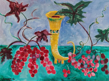 Œuvre contemporaine nommée « Nature morte aux raisins et à la corne d'abondance », Réalisée par KOZAR