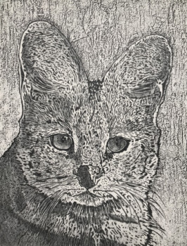 Œuvre contemporaine nommée « Chat Serval », Réalisée par JACKY ROUGET