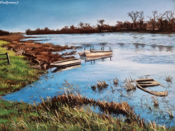 Œuvre contemporaine nommée « La Loire à Sainte-Gemmes », Réalisée par NELLY SIMON