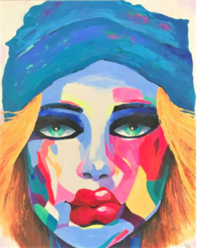 Œuvre contemporaine nommée « la fille au bonnet bleu », Réalisée par LYSIANE BECK